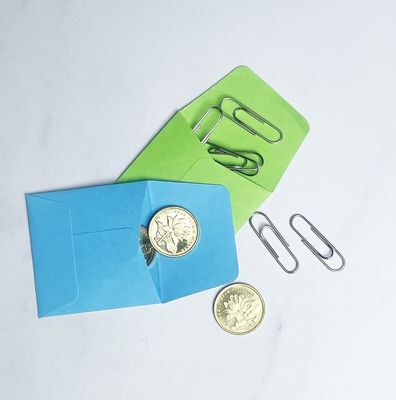 Enveloppes de petites pièces carrées en papier couleur Enveloppes de monnaie pour pièces et graines 2 x 2 pouces